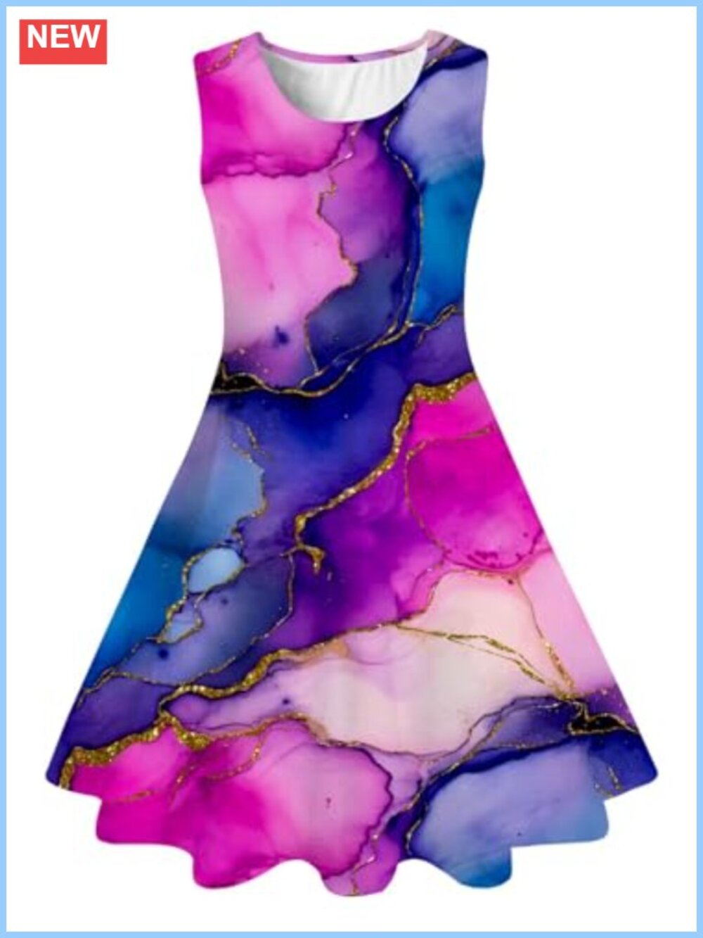 Girls Sleeveless Casual Floral Sundress A-Line Pull On 4-15Y